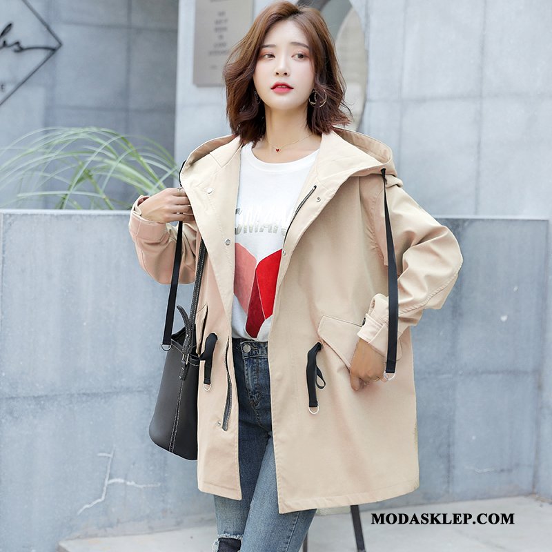 Damskie Prochowiec Sprzedam Cargo Z Kapturem Casual 2019 College Khaki
