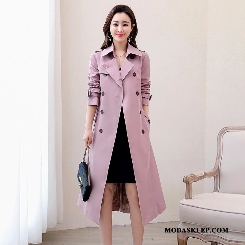 Damskie Prochowiec Sprzedam Slim Fit Eleganckie Moda Jesień Tendencja Różowy