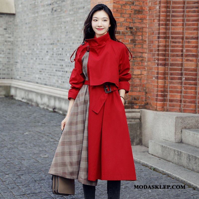 Damskie Prochowiec Tanie Moda Tendencja 2019 Wygodne Szycie Czerwony