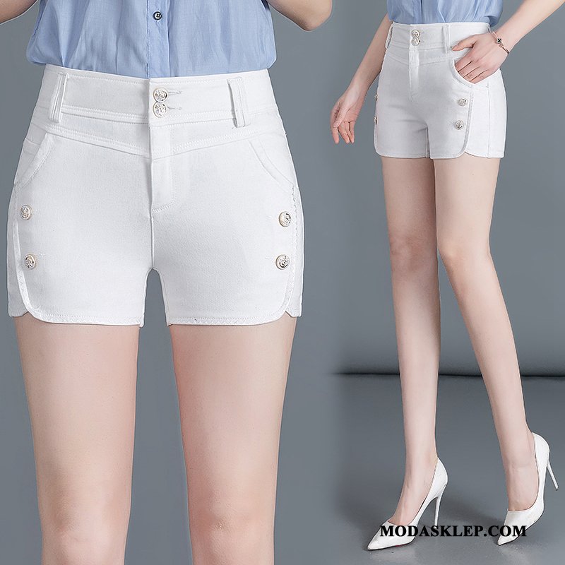 Damskie Spodenki Kup Szorty Tendencja Z Dziurami Wiosna Denim Biały