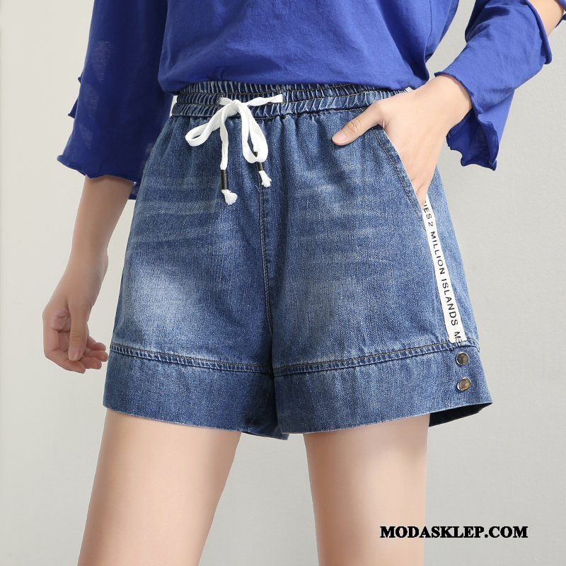 Damskie Spodenki Oferta Student Lato Szerokie Denim Casual Granatowy