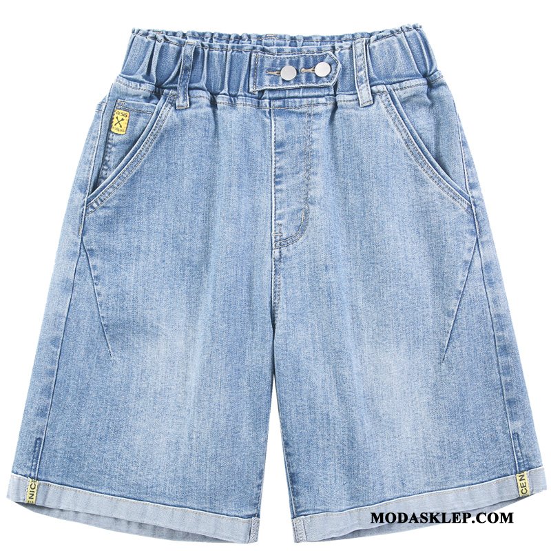 Damskie Spodenki Oferta Szorty Denim Wysoki Stan Elastyczne Tendencja Niebieski
