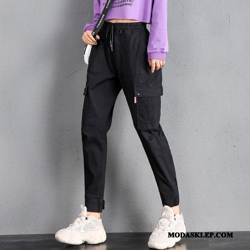 Damskie Spodnie Kup Hip-hop Harlan Slim Fit Cienkie Spodnie Cargo Czarny