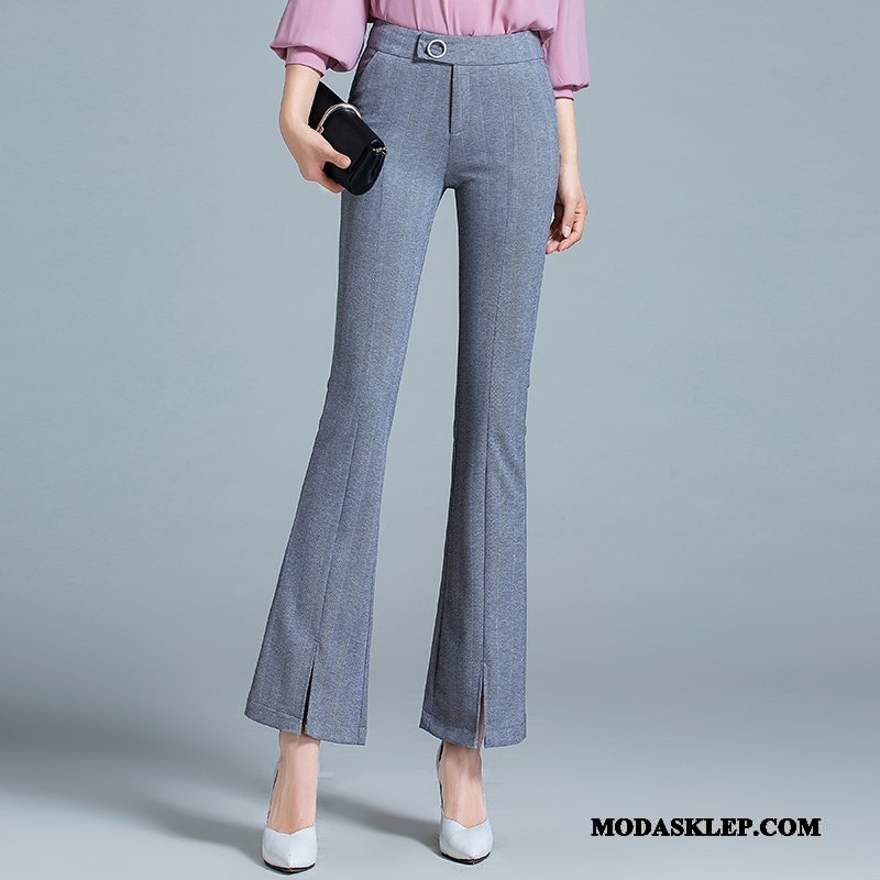 Damskie Spodnie Online Wysoki Stan 2019 Slim Fit Cienkie Wiosna Szary