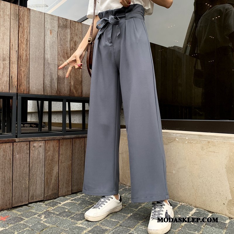Damskie Spodnie Sklep Cienkie Kwiaty Casual 2019 Nowy Niebieski
