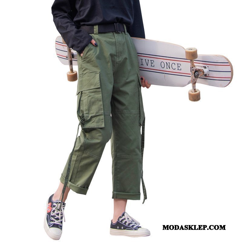 Damskie Spodnie Sklep Proste Swag Szerokie Piękny Spodnie Cargo Zielony