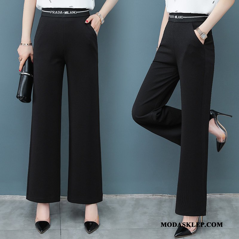 Damskie Spodnie Sprzedam Slim Fit Jesień Cienkie Damska W Paski Czarny