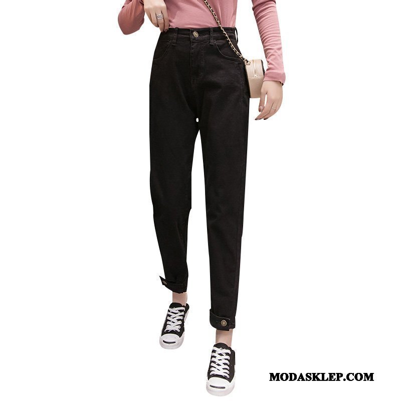 Damskie Spodnie Tanie Casual Wysoki Stan Moda Cienkie Nowy Czarny Czerwony