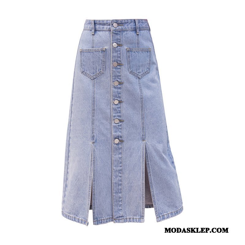 Damskie Spódnica Kup Wysoki Stan Damska 2019 Denim Sukienka Jasny Niebieski