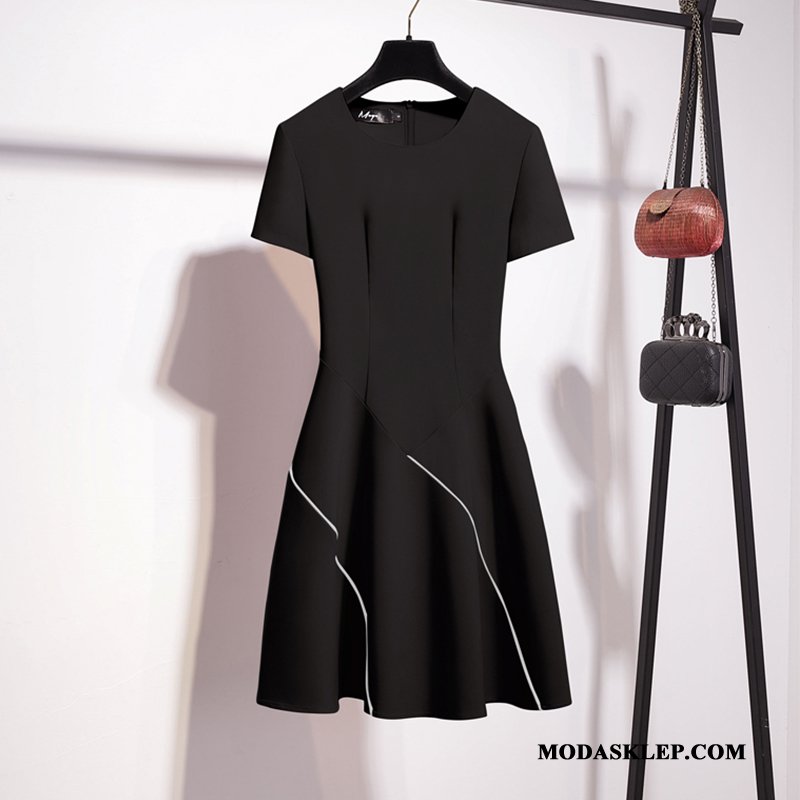Damskie Sukienka Sklep Damska Nowy Ciasno W Talii Slim Fit Mały Proszek Czarny