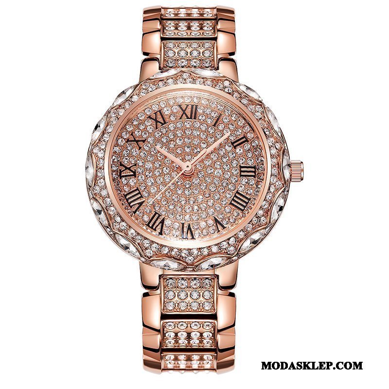 Damskie Zegarek Na Rękę Online Oryginalne Trendy Wielki Rhinestone Damska Złoty