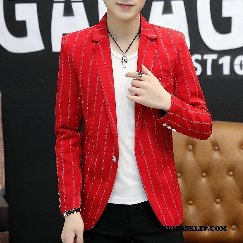 Męskie Blazer Kup Topy Blezer Slim Fit Męska Casual Czerwony