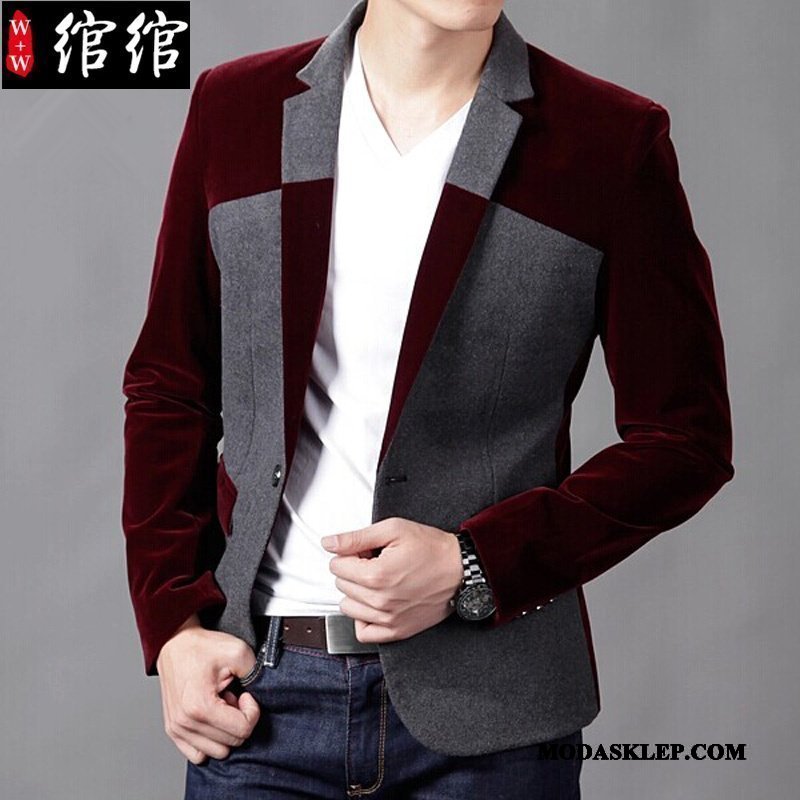 Męskie Blazer Kupię Casual Wełna Garnitur Biznes Slim Fit Mieszane Kolory Czerwony
