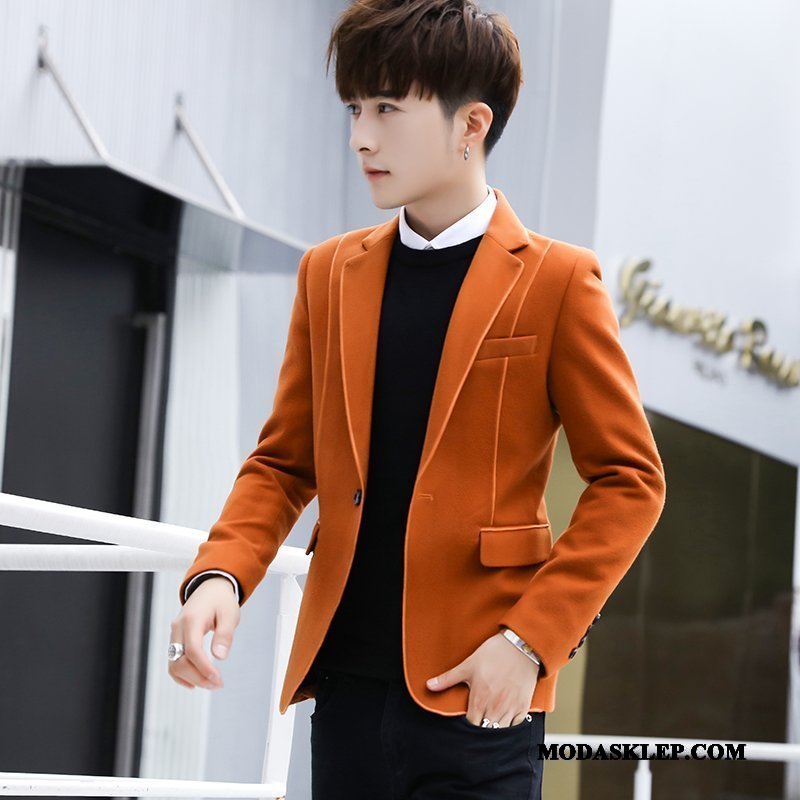 Męskie Blazer Online Slim Fit Casual Tendencja Płaszcz Piękny Pomarańczowy