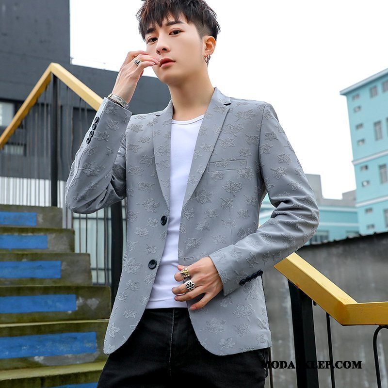 Męskie Blazer Online Tendencja Casual Nowy Slim Fit 2019 Szary