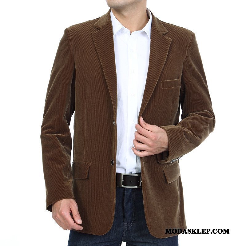 Męskie Blazer Sprzedam Męska Topy Wiosna Biznes Jesień Brązowy