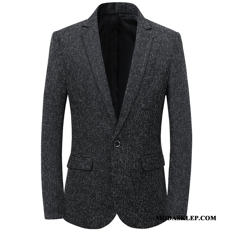 Męskie Blezer Na Sprzedaż Slim Fit W Średnim Wieku Wiosna Nowy Casual Czarny