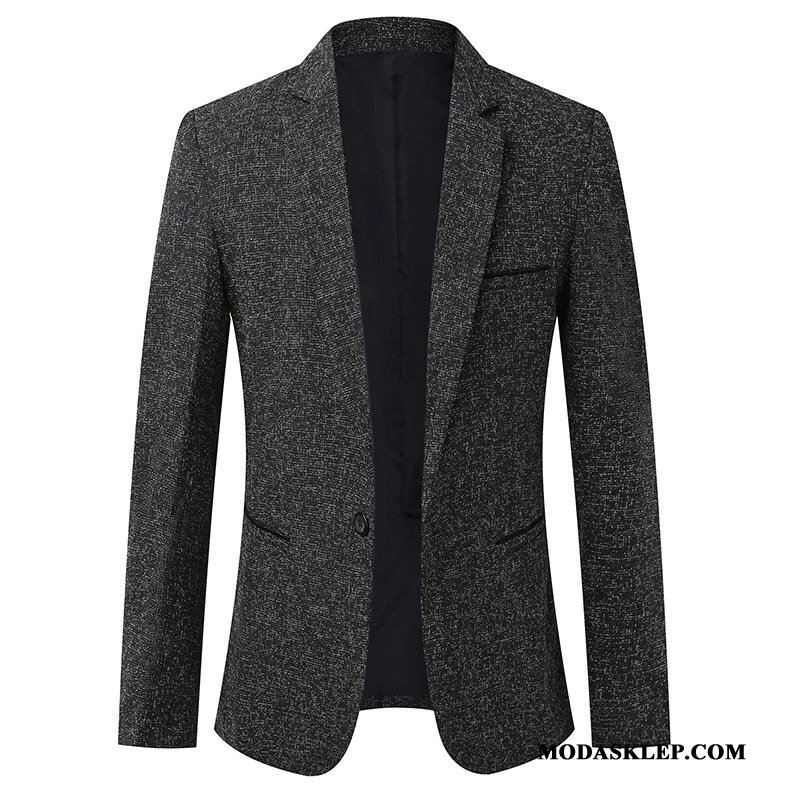 Męskie Blezer Sklep 2019 Slim Fit Casual Płaszcz Męska Czarny