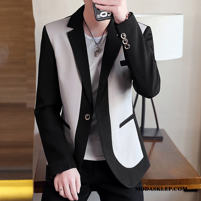 Męskie Blezer Sprzedam Nastolatek Casual Topy Jesień Slim Fit Czarny