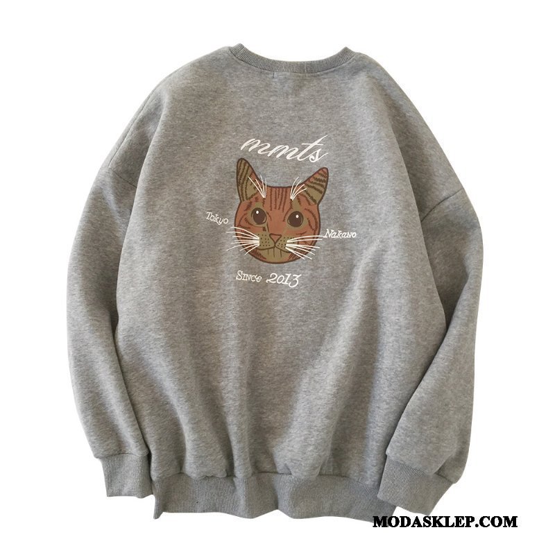 Męskie Bluza Z Kapturem Kup Kotek Płaszcz Pullover Bluzy Z Kapturem Szerokie Szary