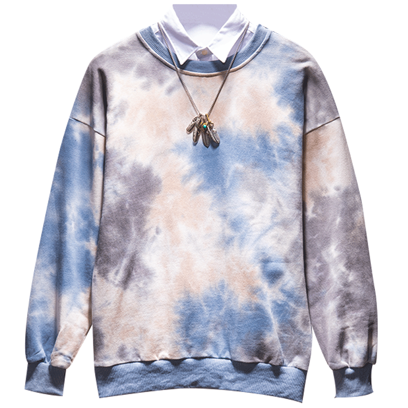Męskie Bluza Z Kapturem Kupię Płaszcz Pullover Długi Rękaw Męska Okrągły Dekolt Niebieski