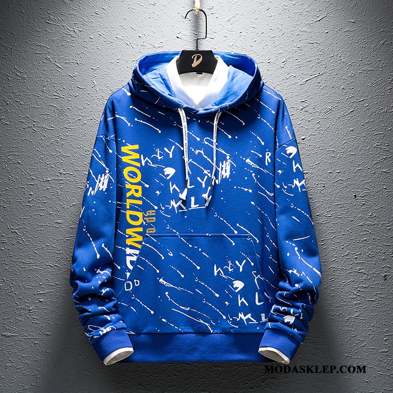 Męskie Bluza Z Kapturem Kupię Topy Bluzy Z Kapturem Szerokie Pullover Nowy Niebieski