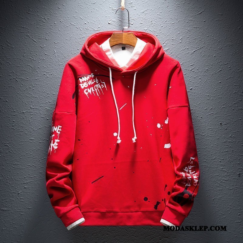 Męskie Bluza Z Kapturem Oferta Bluzy Z Kapturem Wiosna Płaszcz Tendencja Student Czerwony