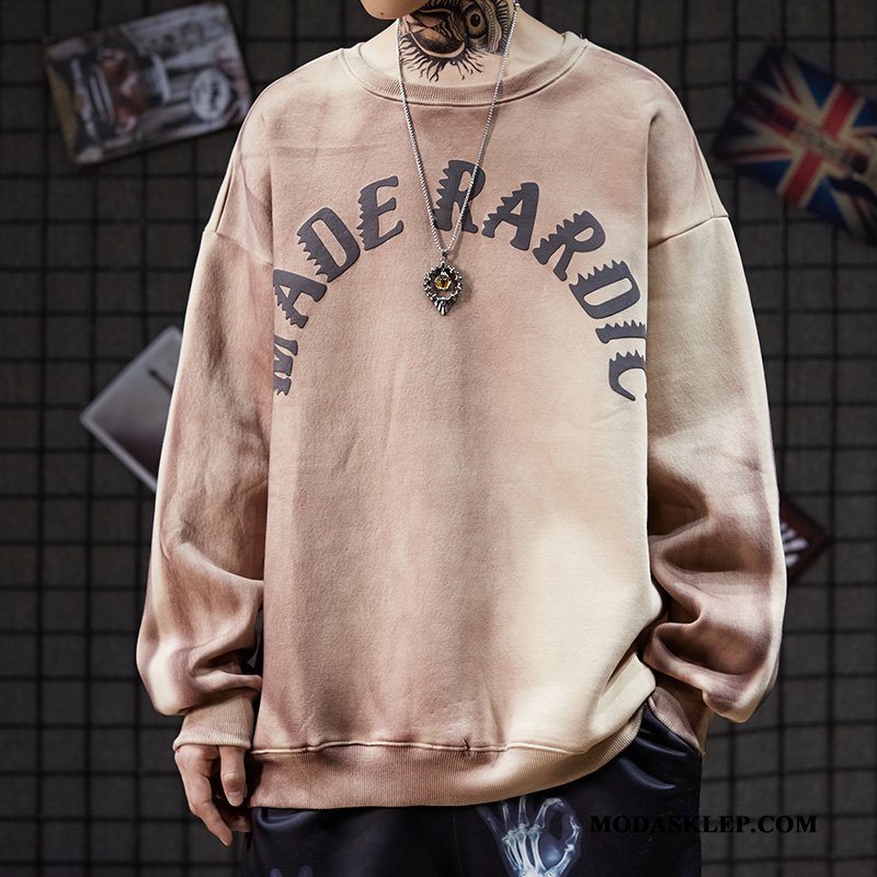 Męskie Bluza Z Kapturem Sprzedam Gradient Wysoki Plus Kaszmir Dla Grubych Vintage Brązowy