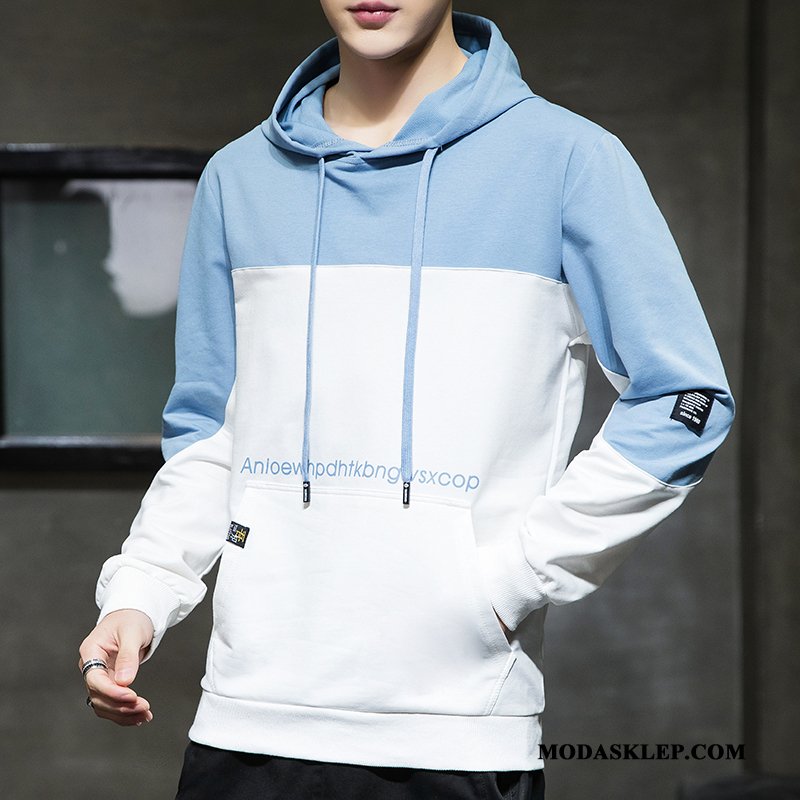 Męskie Bluza Z Kapturem Tanie Pullover Topy Wiosna Bluzy Z Kapturem Tendencja Niebieski