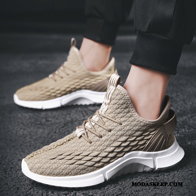 Męskie Buty Sportowe Tanie Casual Oddychające Plecione Wiosna 2019 Khaki