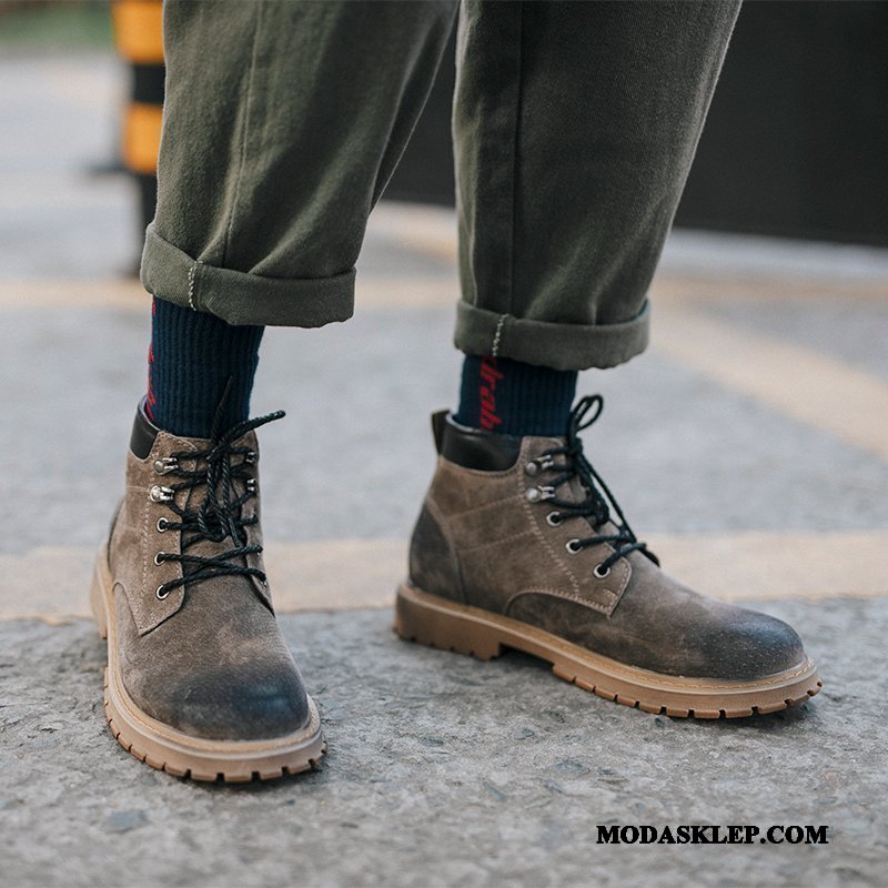 Męskie Czyścibut Na Sprzedaż Vintage Zima Okrągły Wysokie Cargo Khaki