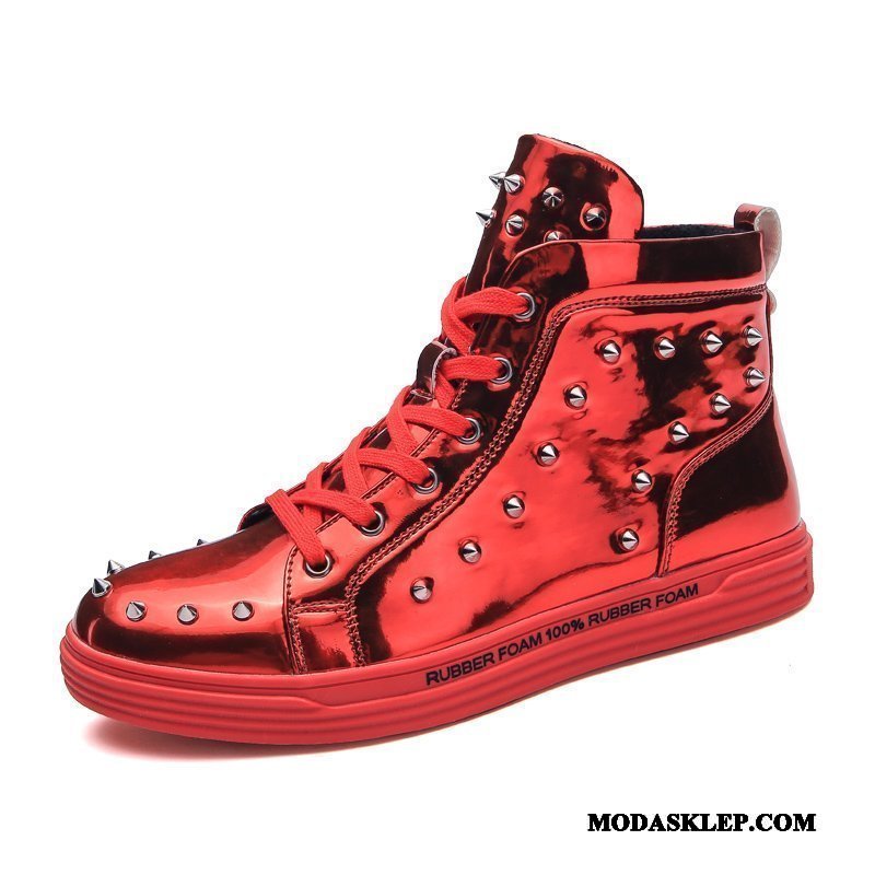 Męskie Czyścibut Oferta Buty Buty Na Deskorolke Moda Krótkie Botki Osobowość Czerwony