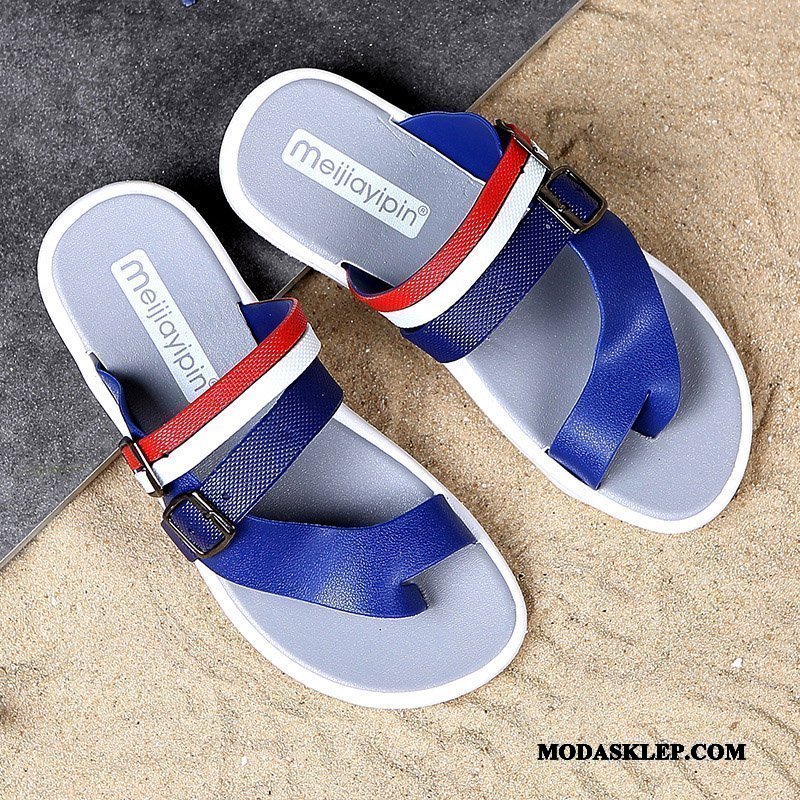 Męskie Japonki Oferta Lato Sandały Plażowe Buty Tendencja Niebieski