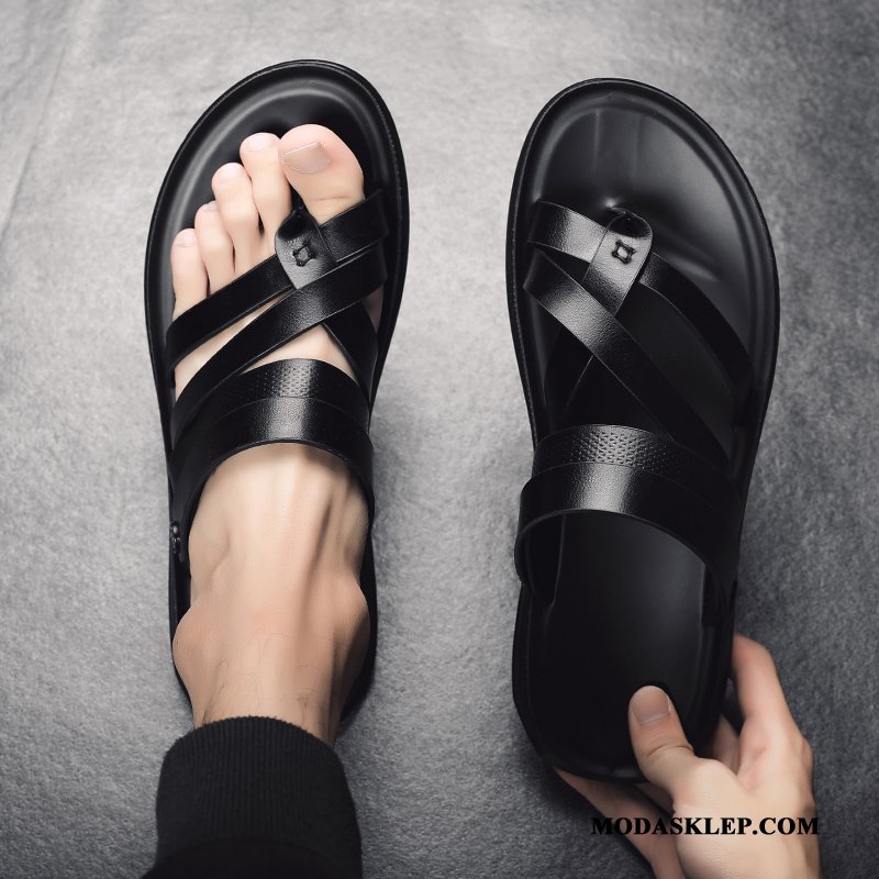 Męskie Japonki Tanie Buty Odzież Wierzchnia Męska Plażowe Skóra Czarny