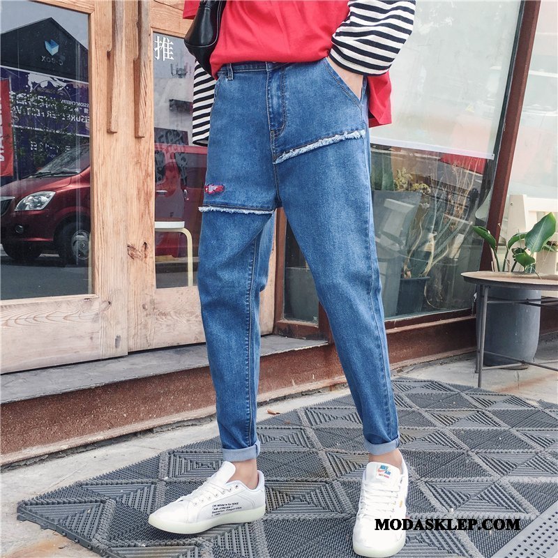 Męskie Jeansy Na Sprzedaż Casual Slim Fit Tendencja Jesień Dżinsy Niebieski