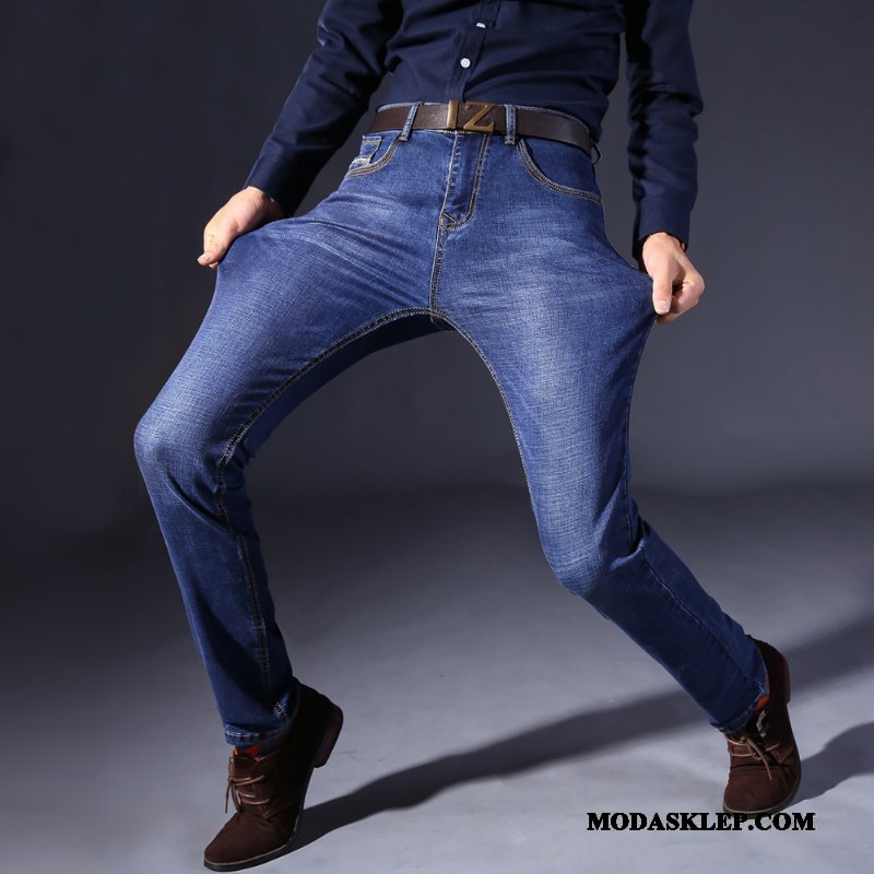 Męskie Jeansy Online Spodnie Młodzież Casual Dżinsy Zima Niebieski Czarny