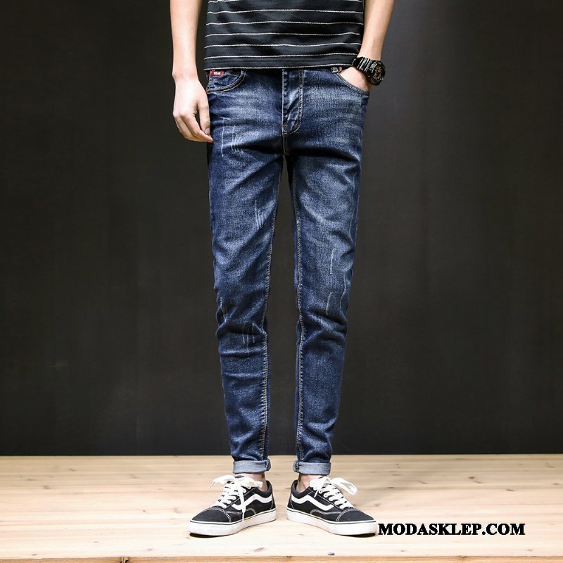 Męskie Jeansy Online Spodnie Slim Fit Casual Dżinsy Tendencja Niebieski Czarny