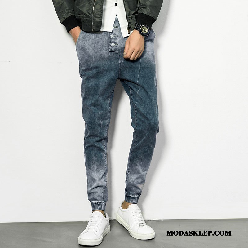 Męskie Jeansy Online Tendencja Dżinsy Casual Slim Fit Vintage Niebieski