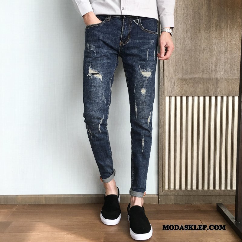 Męskie Jeansy Sprzedam Dżinsy Nowy Casual Tendencja Spodnie Niebieski