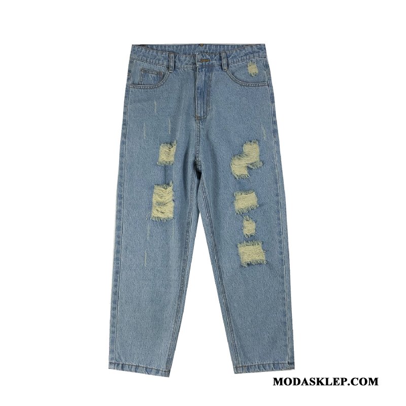 Męskie Jeansy Sprzedam Szerokie Denim Męska Tendencja Proste Niebieski