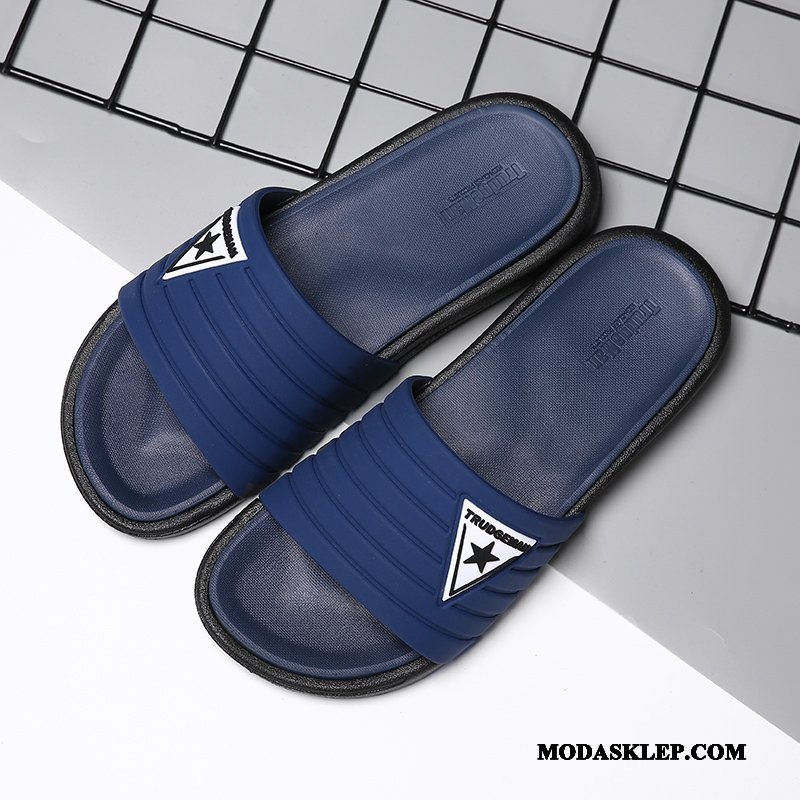 Męskie Kapcie Online Lato Plażowe Miękka Podeszwa Odzież Wierzchnia Moda Niebieski
