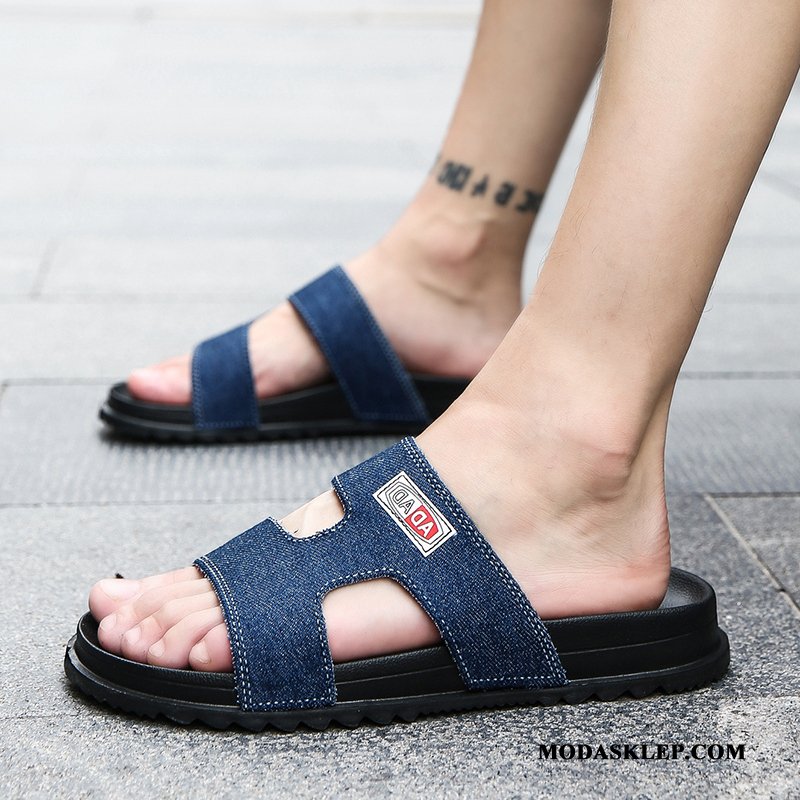 Męskie Kapcie Tanie Lato Osobowość Moda Outdoor Antypoślizgowe Niebieski