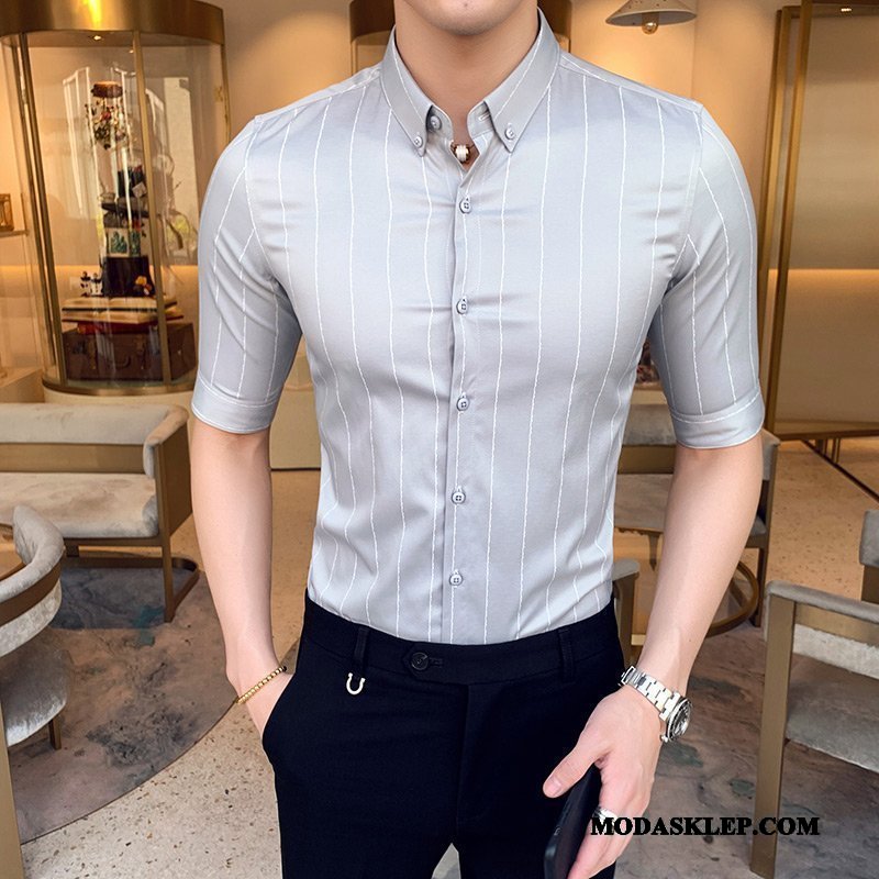 Męskie Koszula Kup Męska Rękawy Krótki Rękaw Casual Topy Szary