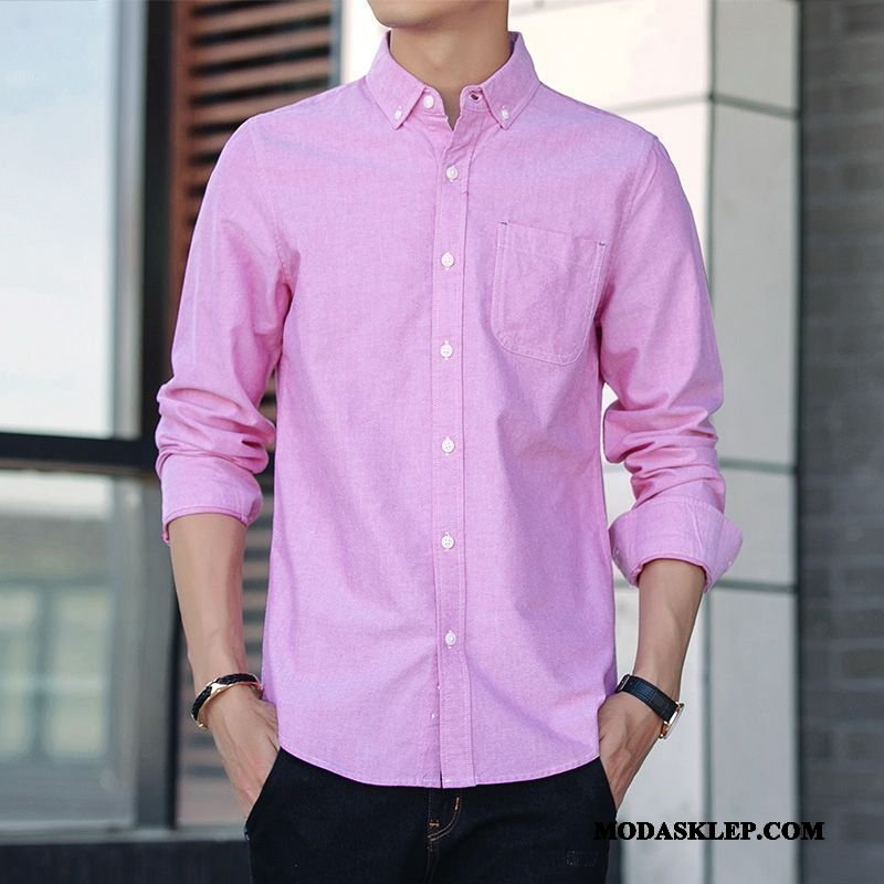 Męskie Koszula Tanie Slim Fit Tendencja Bawełna Casual Biznes Czysta Proszek
