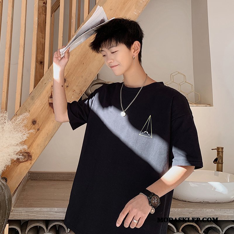 Męskie Koszulki Oferta Tendencja Chiński Styl Hip-hop Bawełna T-shirt Czarny