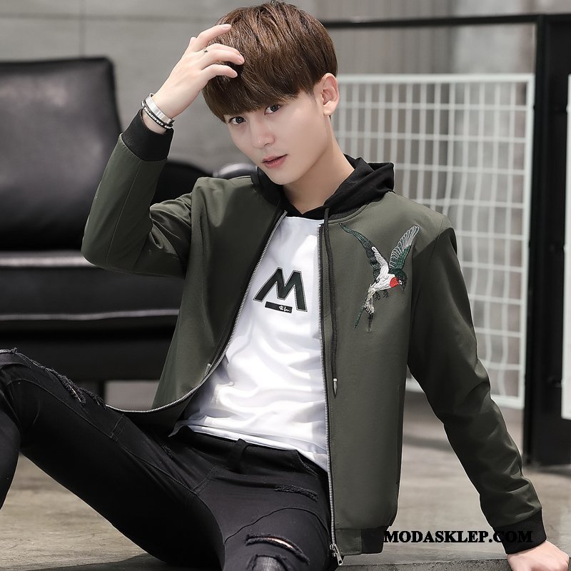 Męskie Kurtki Kup Wiosna Jesień Kurtka Slim Fit Baseball Zielony