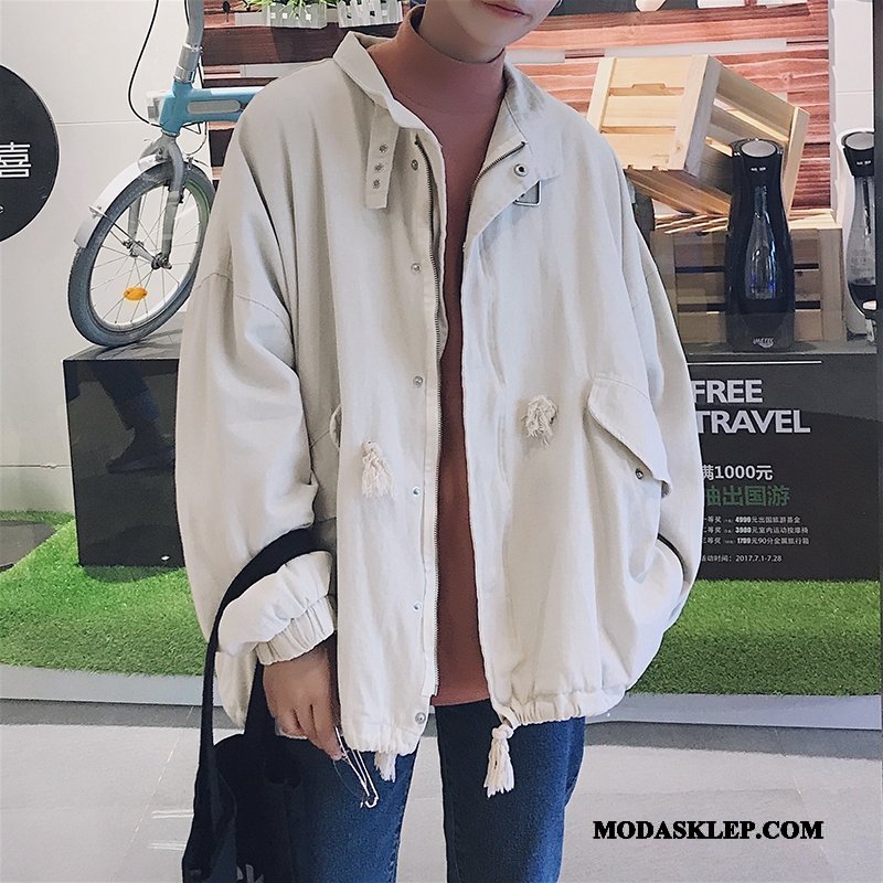 Męskie Kurtki Oferta Hip-hop Wiosna Casual Męska Modna Marka Beżowy Biały