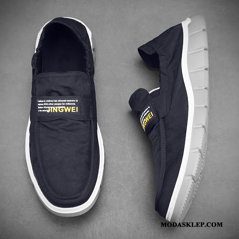 Męskie Mokasyny Dyskont Loafers Miękka Podeszwa Buty Niskie Slip On Czarny
