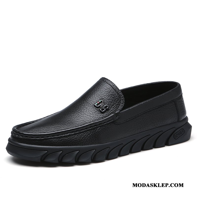 Męskie Mokasyny Dyskont Tendencja Dla Kierowców Prawdziwa Skóra Skórzane Buty Slip On Czarny