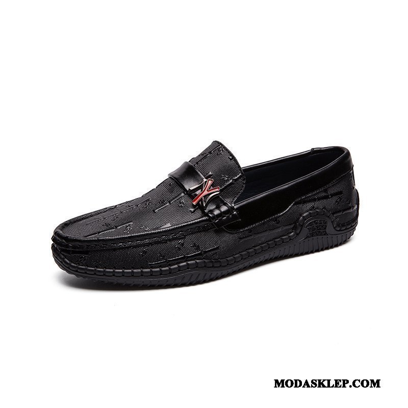 Męskie Mokasyny Kup Buty Żeglarskie Wiosna Skórzane Buty Prawdziwa Skóra 2019 Czarny